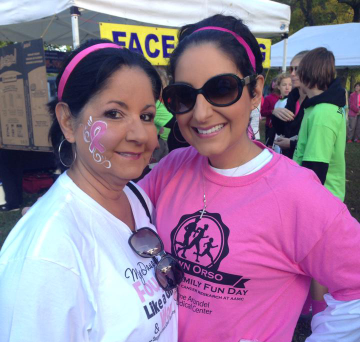 Elizabeth (right) with her mom, JoAnn at a recent Breast Cancer Awareness event.  